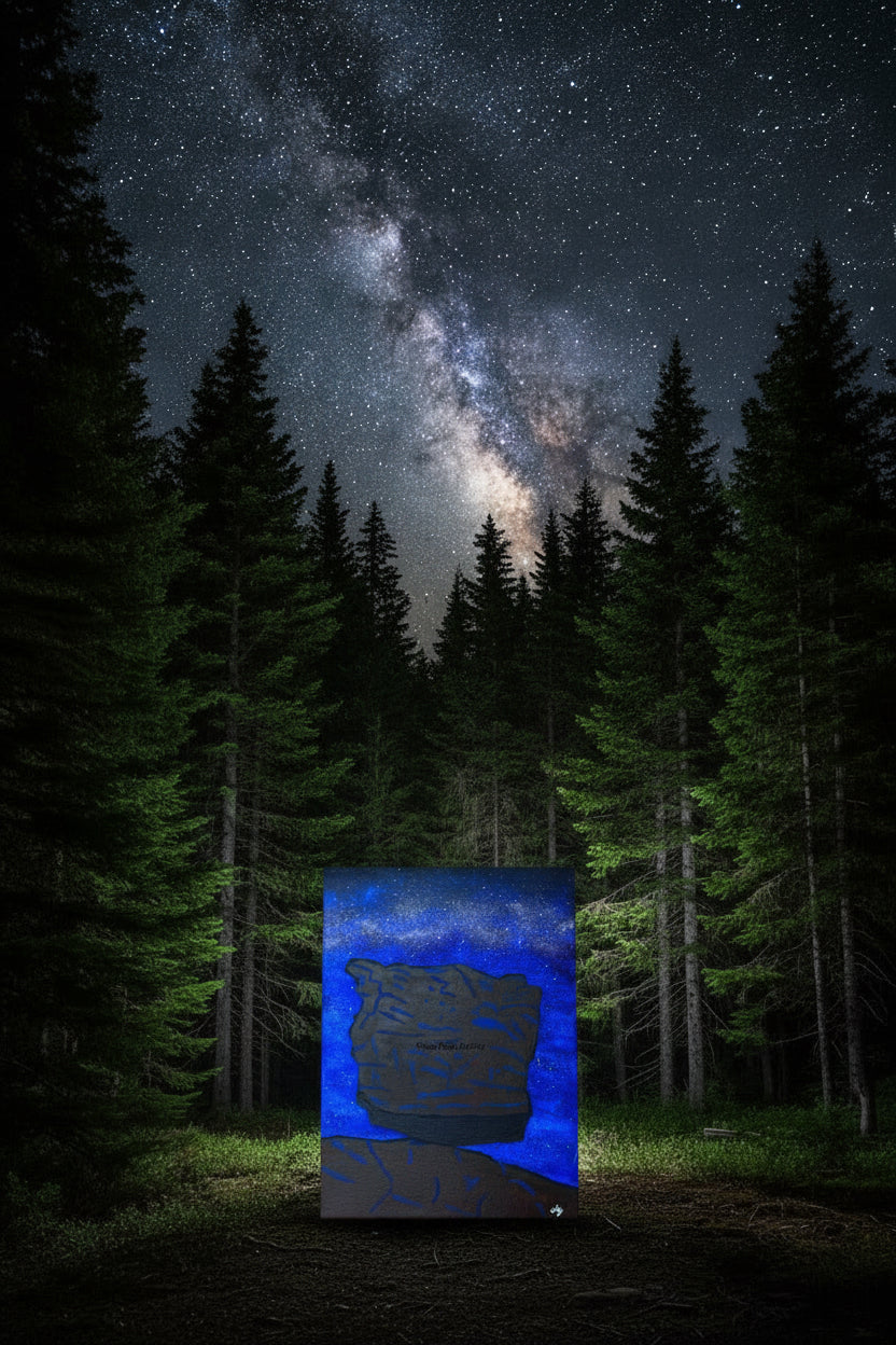 Original Acrylic Painting "Interstellar Equilibrium" Milky Way with Garden of the Gods Balanced Rock