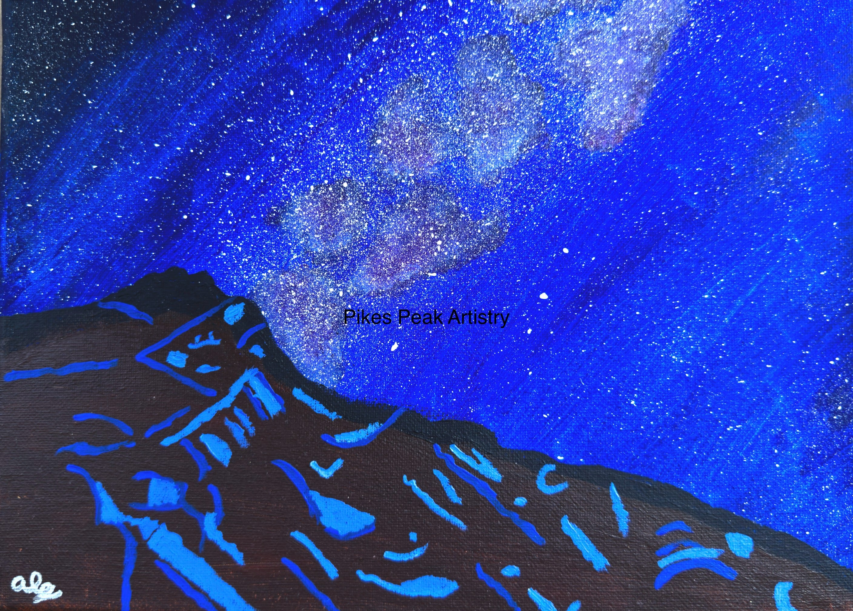 Acrylic Original Painting “Stardust Summit” inspired from pikes peak summit