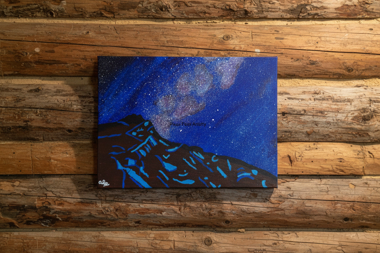 Acrylic Original Painting “Stardust Summit” inspired from pikes peak summit
