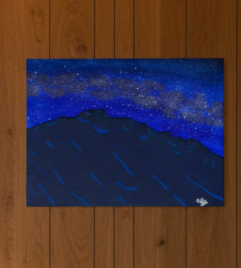 Acrylic Original Painting “Longs Peak Astral Pop” Longs Peak and the Milky Way
