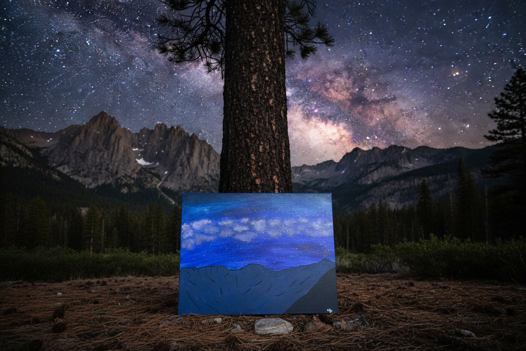 Acrylic Original Painting "Never Melt Milky Way" Never Summer Mountains Rocky Mountain National Park and the Milky Way