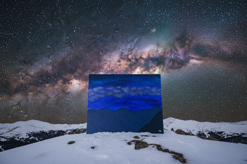 Acrylic Original Painting "Never Melt Milky Way" Never Summer Mountains Rocky Mountain National Park and the Milky Way