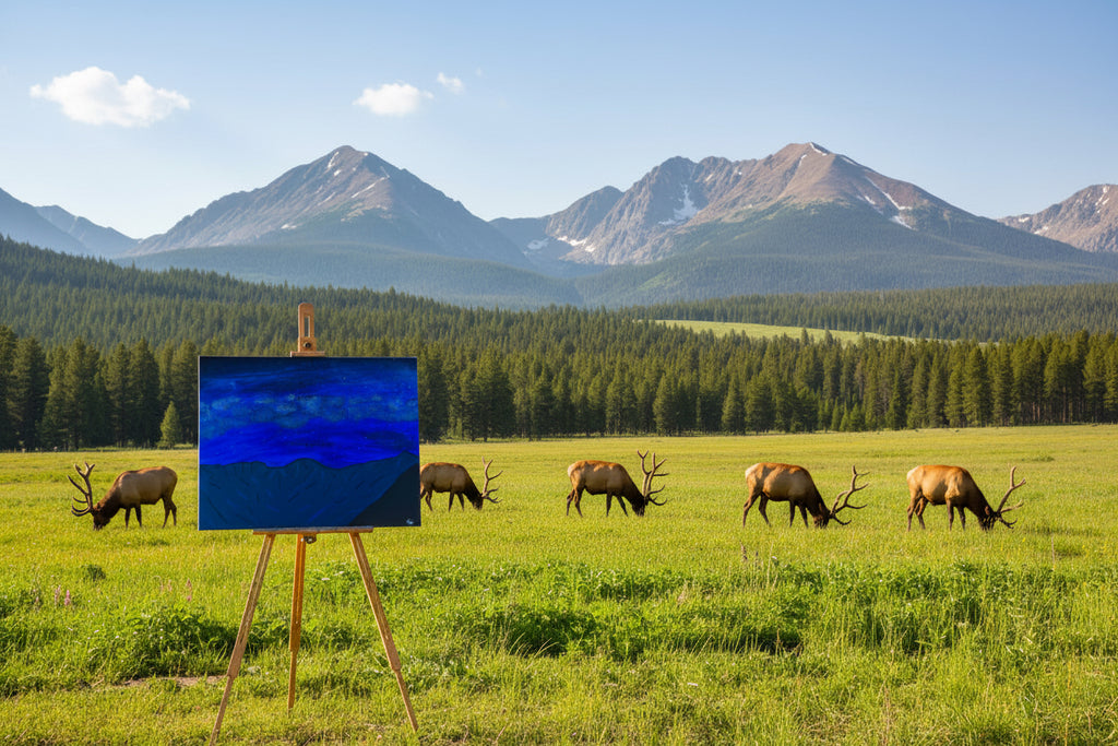 Acrylic Original Painting "Never Melt Milky Way" Never Summer Mountains Rocky Mountain National Park and the Milky Way