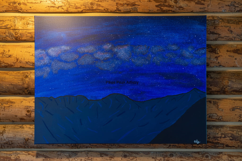Acrylic Original Painting "Never Melt Milky Way" Never Summer Mountains Rocky Mountain National Park and the Milky Way