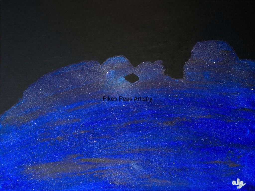 Acrylic Original Painting "The Camels that Drank the Sky" Garden of the Gods Kissing Camels filled by the night sky