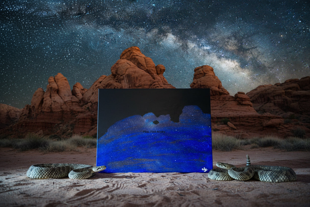 Acrylic Original Painting "The Camels that Drank the Sky" Garden of the Gods Kissing Camels filled by the night sky