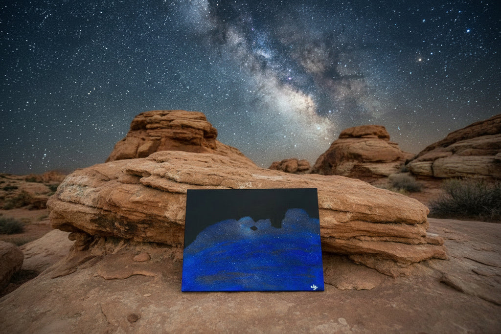 Acrylic Original Painting "The Camels that Drank the Sky" Garden of the Gods Kissing Camels filled by the night sky