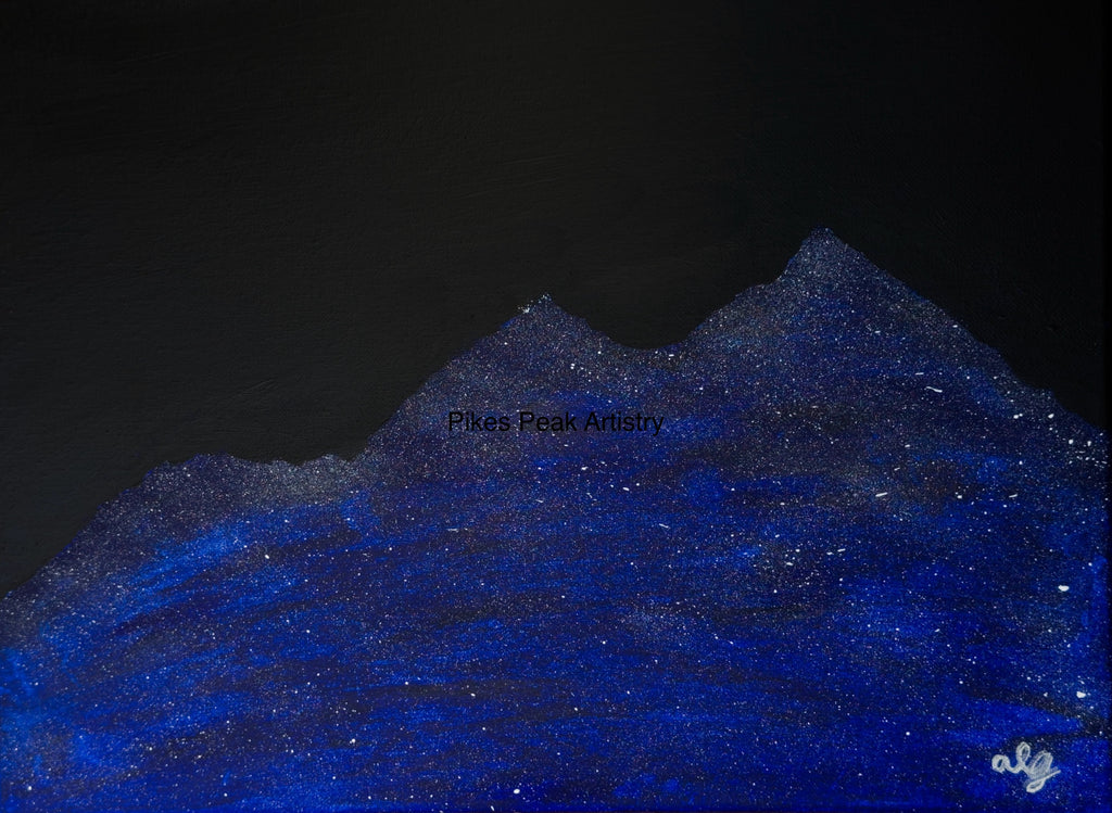 Acrylic Original Painting "When the Sky Spilled Across the Bells" Maroon Bells filled by the night sky