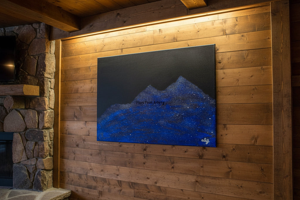 Acrylic Original Painting "When the Sky Spilled Across the Bells" Maroon Bells filled by the night sky