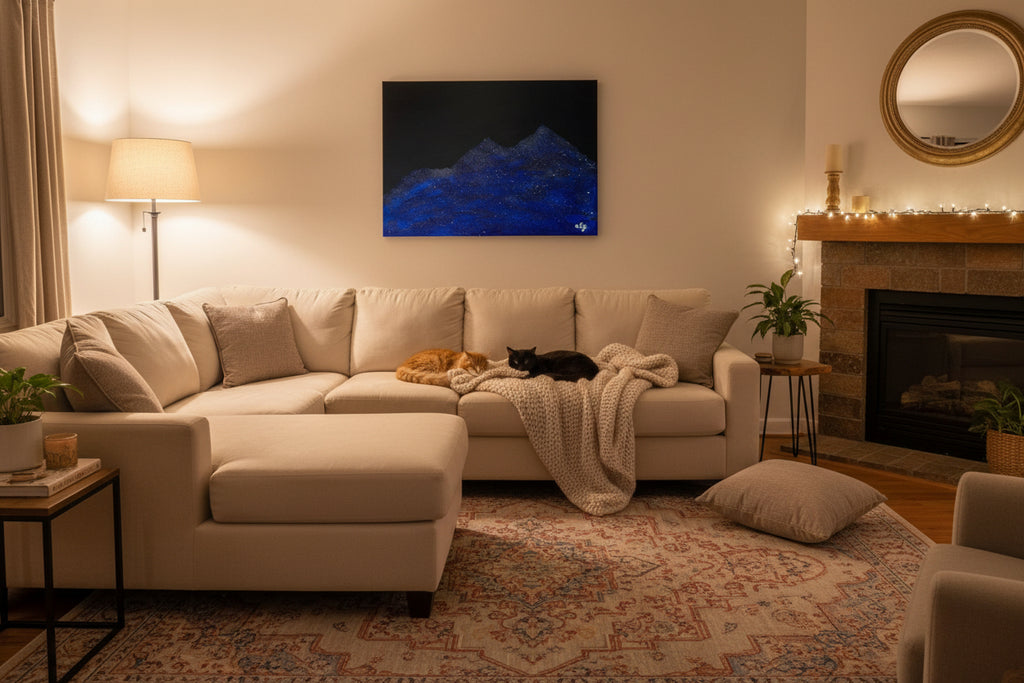 Acrylic Original Painting "When the Sky Spilled Across the Bells" Maroon Bells filled by the night sky