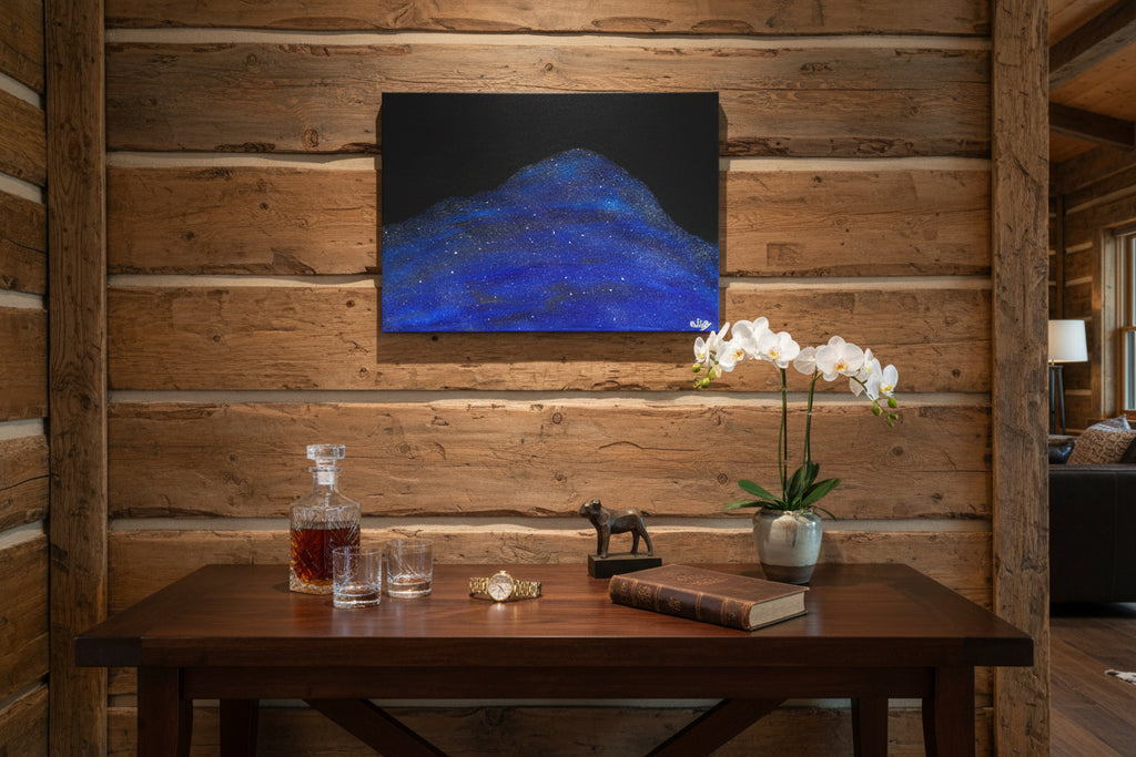 Acrylic Original Painting "When Pike Swallowed the Sky" Pikes Peak filled by the night sky