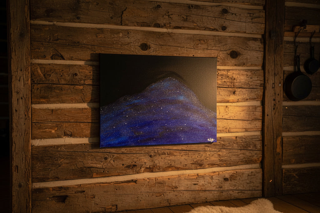 Acrylic Original Painting "When Pike Swallowed the Sky" Pikes Peak filled by the night sky