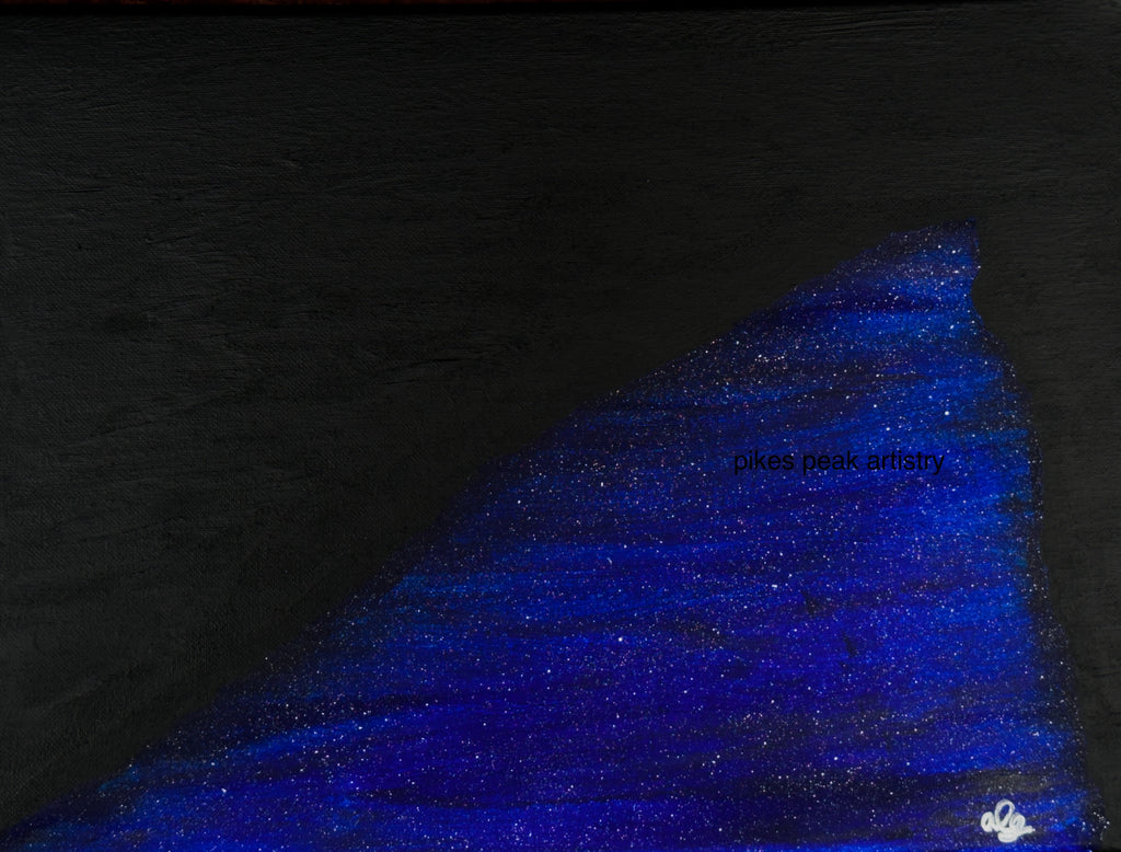 Acrylic Original Painting "When Creation Swallows the Sky" Creation Rock at the Red Rock Amphitheatre filled by the night sky