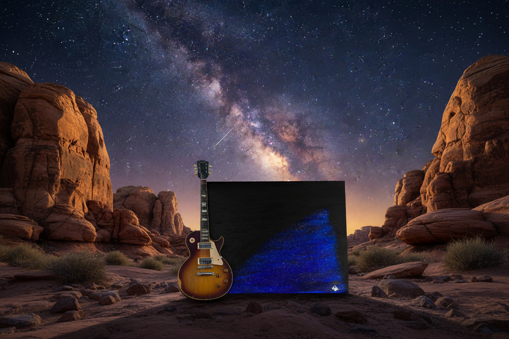 Acrylic Original Painting "When Creation Swallows the Sky" Creation Rock at the Red Rock Amphitheatre filled by the night sky