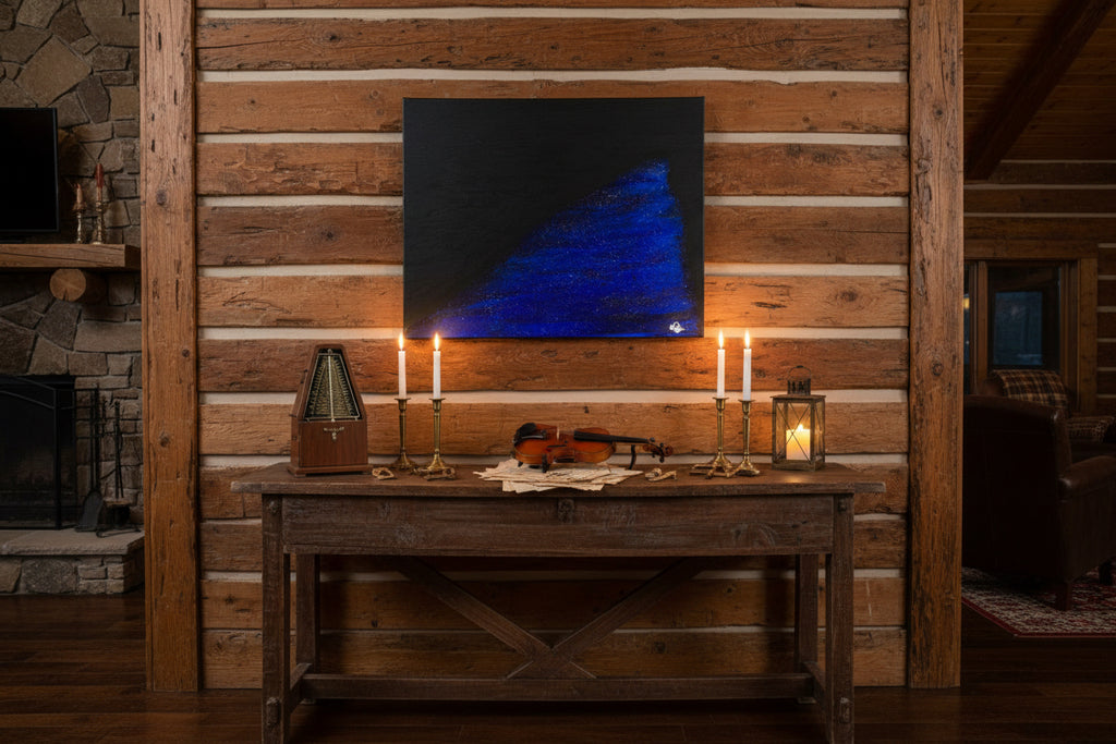 Acrylic Original Painting "When Creation Swallows the Sky" Creation Rock at the Red Rock Amphitheatre filled by the night sky