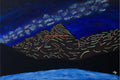 Acrylic Original Painting Maroon Bells and the Milky Way: "The Celestial Anchor: Copper Bells"