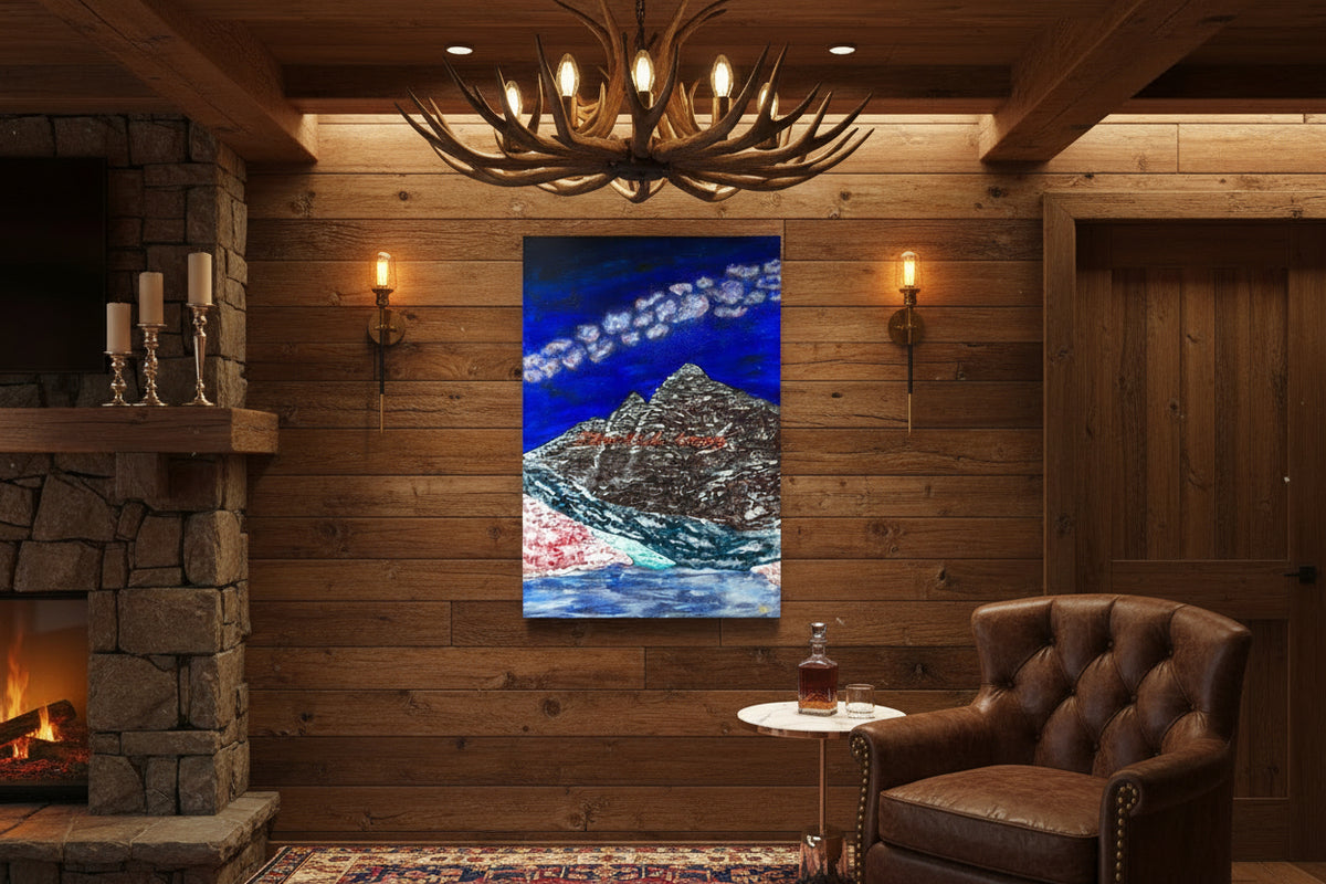 Acrylic Original Painting Maroon Bells and the Milky Way: "Silver Bells”