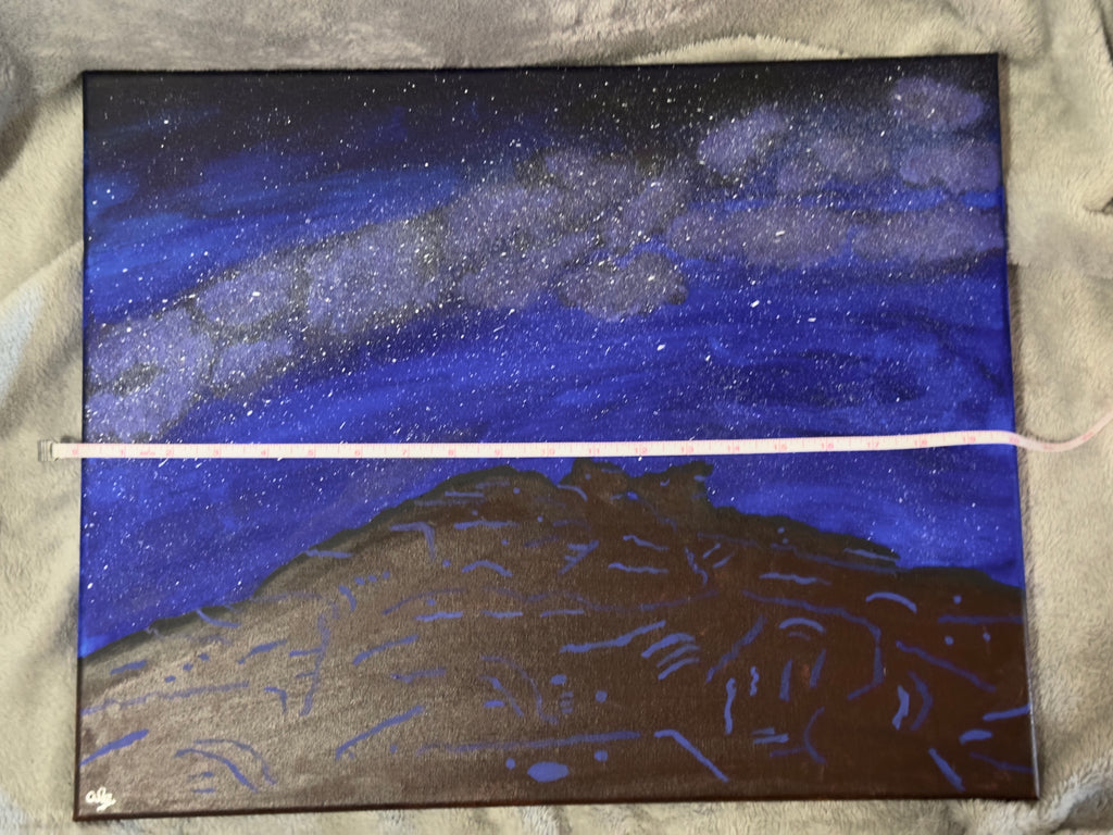 Original Acrylic Painting "Star-Crossed Camels" Milky Way with Garden of the Gods Kissing Camels