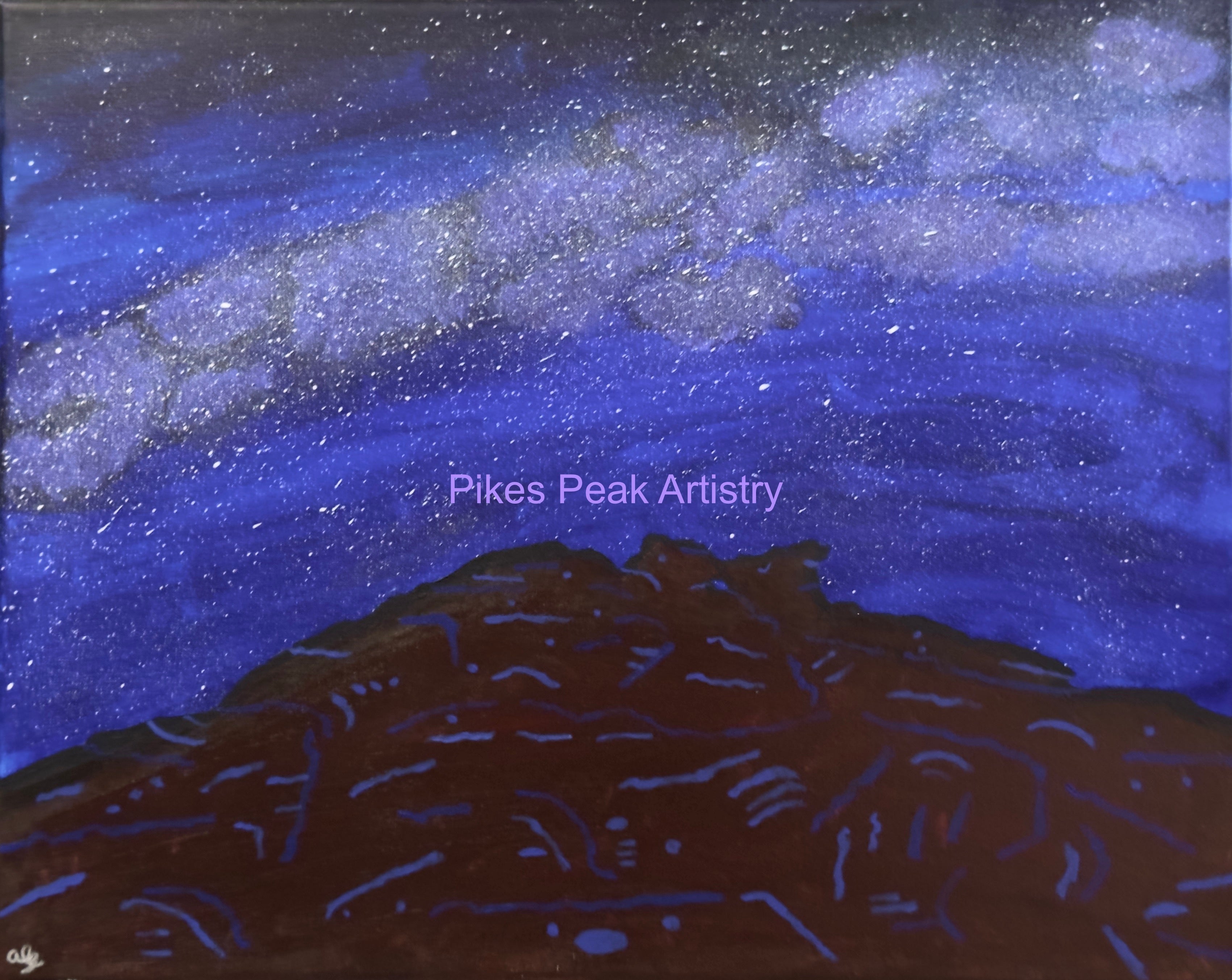 Original Acrylic Painting "Star-Crossed Camels" Milky Way with Garden of the Gods Kissing Camels