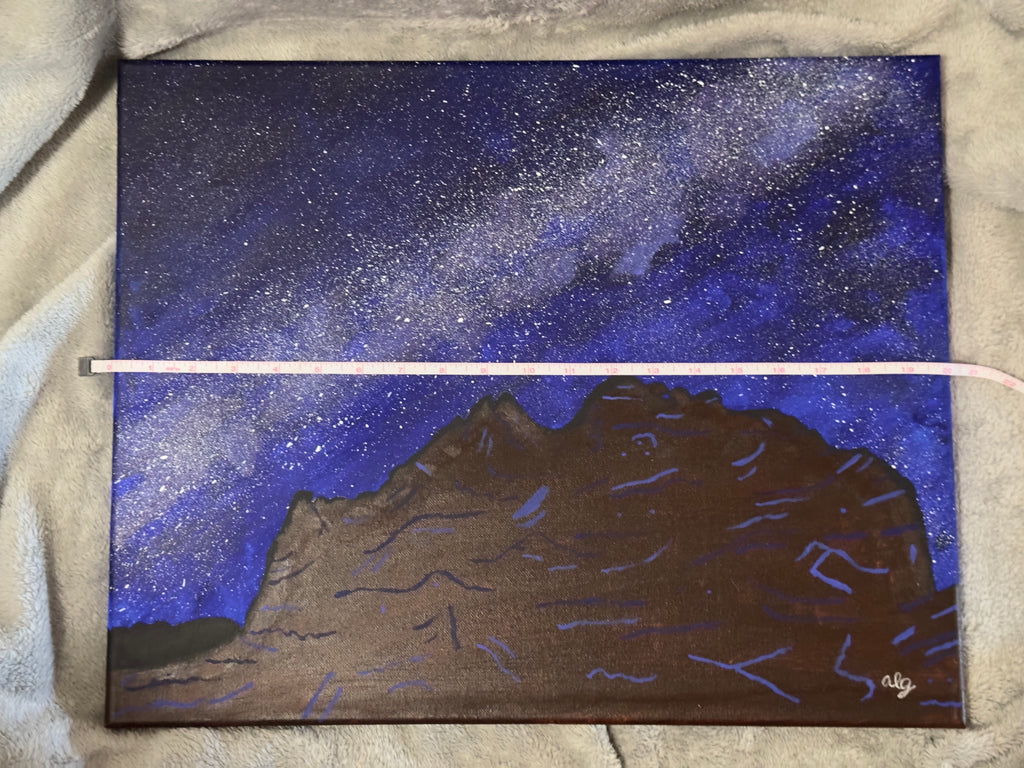 Original Acrylic Painting "Kisses in the Cosmos" Milky Way with Garden of the Gods Kissing Camels