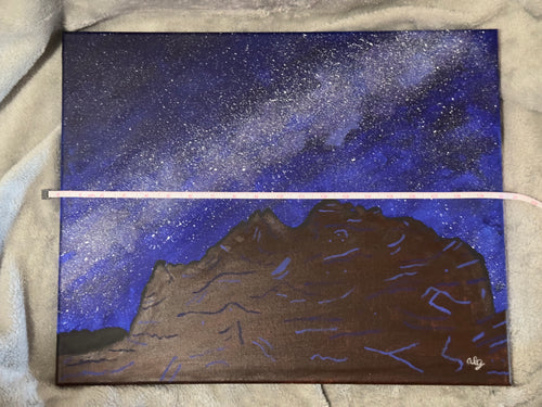 Original Acrylic Painting "Kisses in the Cosmos" Milky Way with Garden of the Gods Kissing Camels