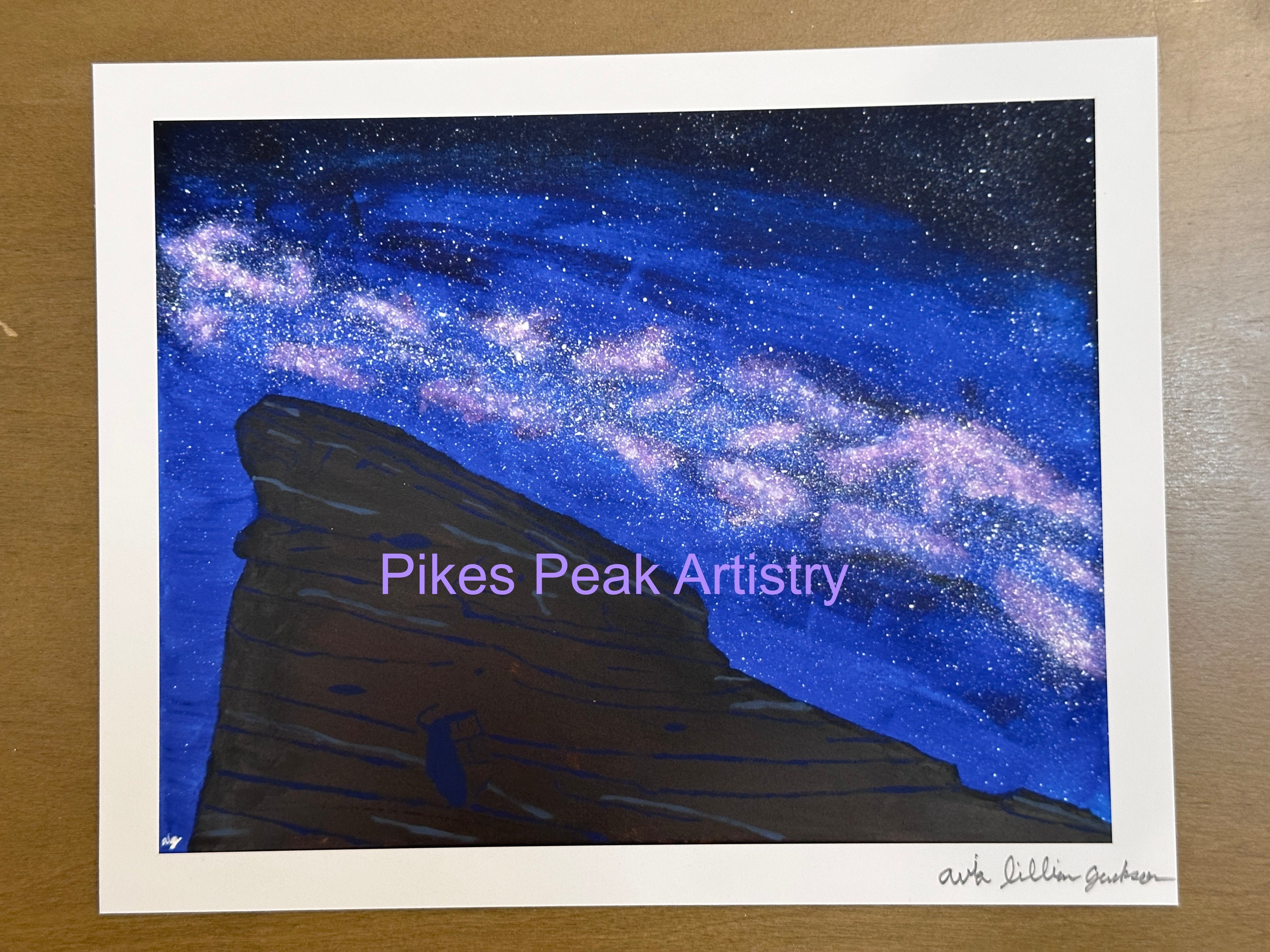 Fine Art Print of the Original Acrylic Painting  of the Red Rocks Amphitheatre and the Milky Way: "Stardust Anchor"