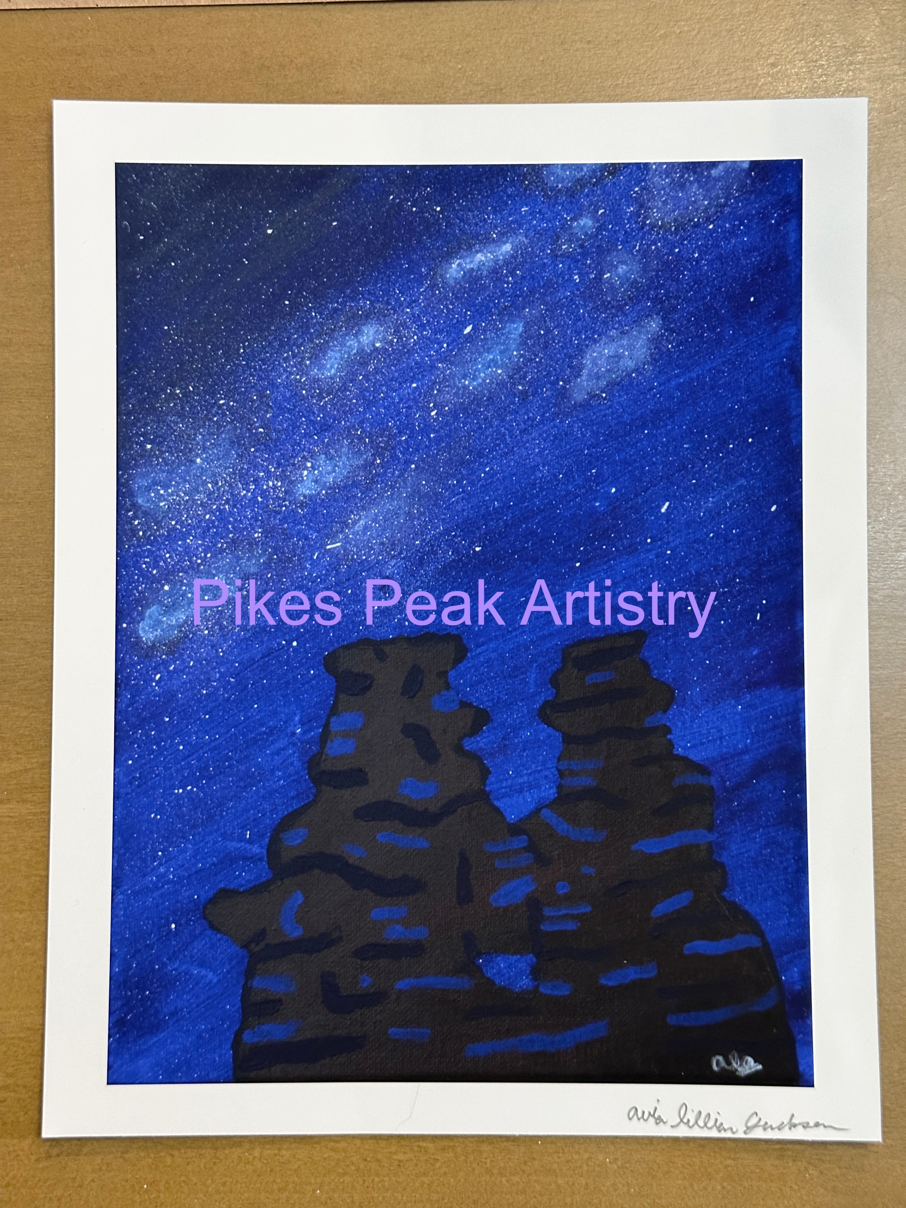 Fine Art Print of the Original Painting :  “Cosmic Twins of the Springs” Milky Way with Garden of the Gods Siamese Twins Formation