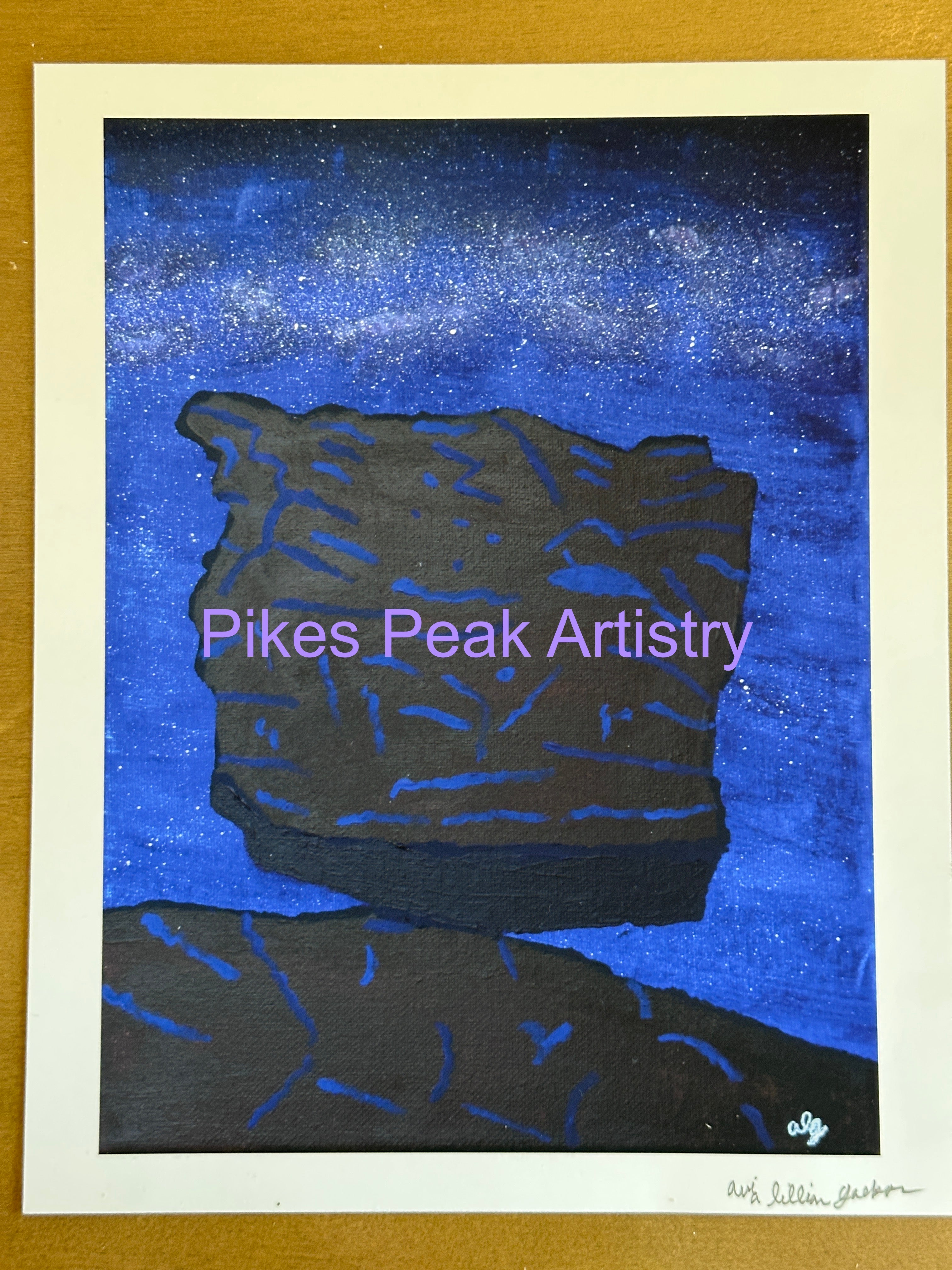 Fine Art Print of the Original Painting "Interstellar Equilibrium" Milky Way with Garden of the Gods Balanced Rock