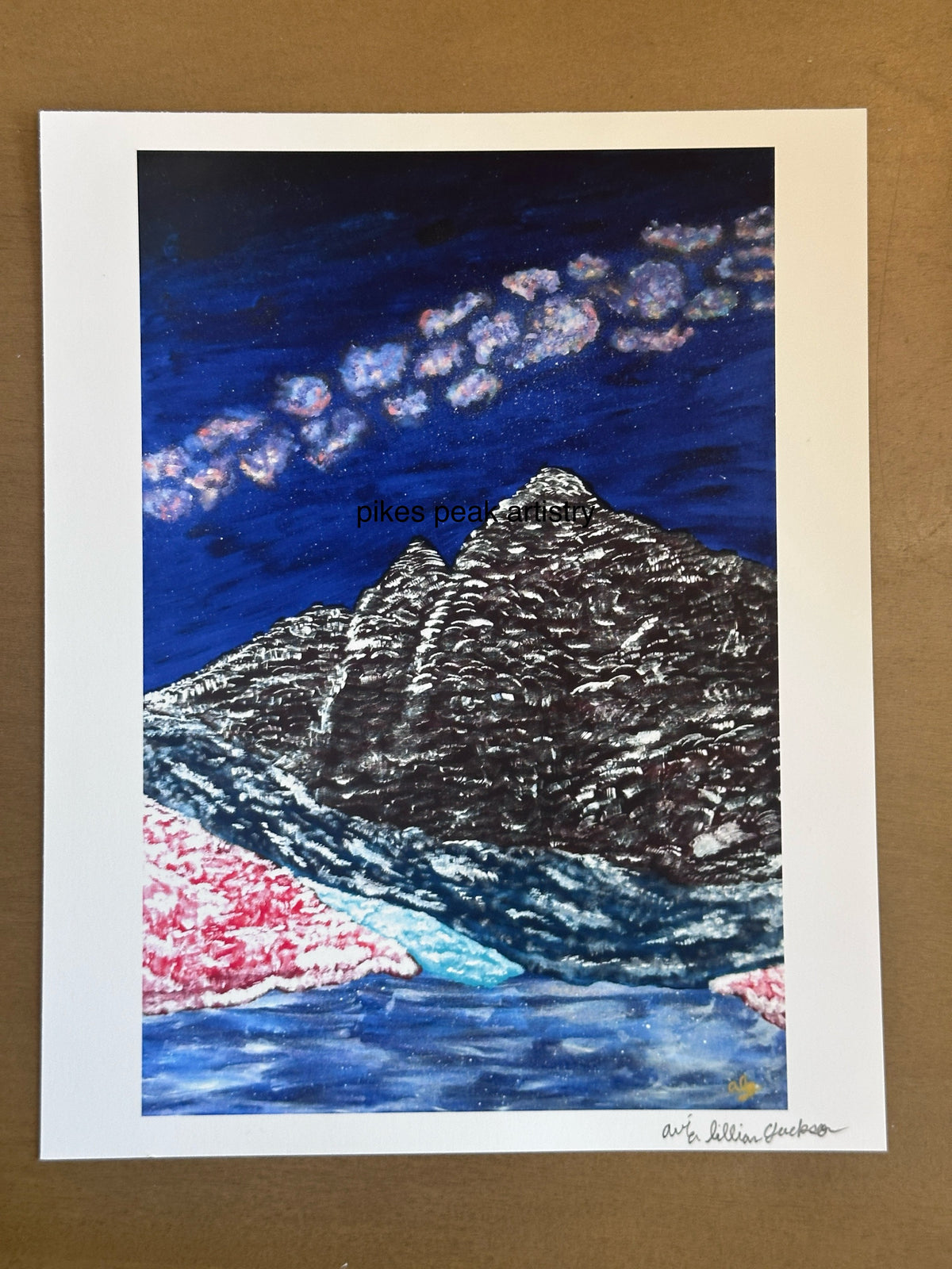 Fine Art Print of the Original Painting Maroon Bells and the Milky Way: "Silver Bells"