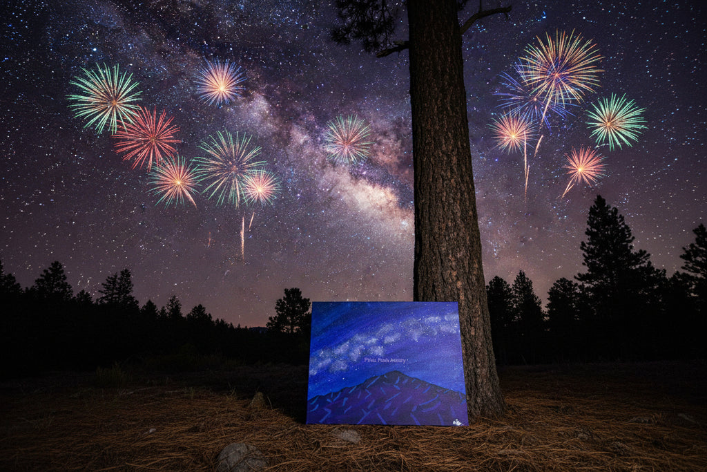 Acrylic Original Painting “Cosmic Purple Majesty” Pikes Peak and the Milky Way