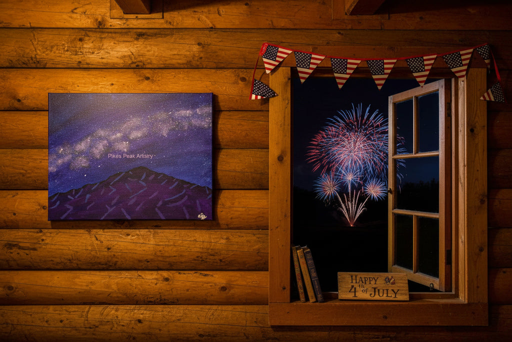 Acrylic Original Painting “Cosmic Purple Majesty” Pikes Peak and the Milky Way
